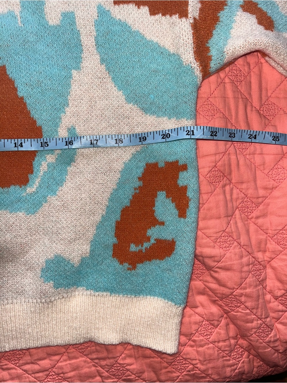 Cream Sweater with Blue and Rust Abstract Pattern - Picture 4 of 5